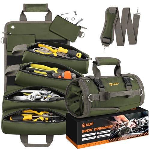 Green Roll Up Tool Bag with 2 Small Pouches I127