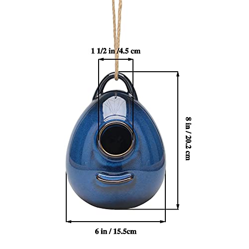 Blue Ceramic Hanging Birdhouse C4823