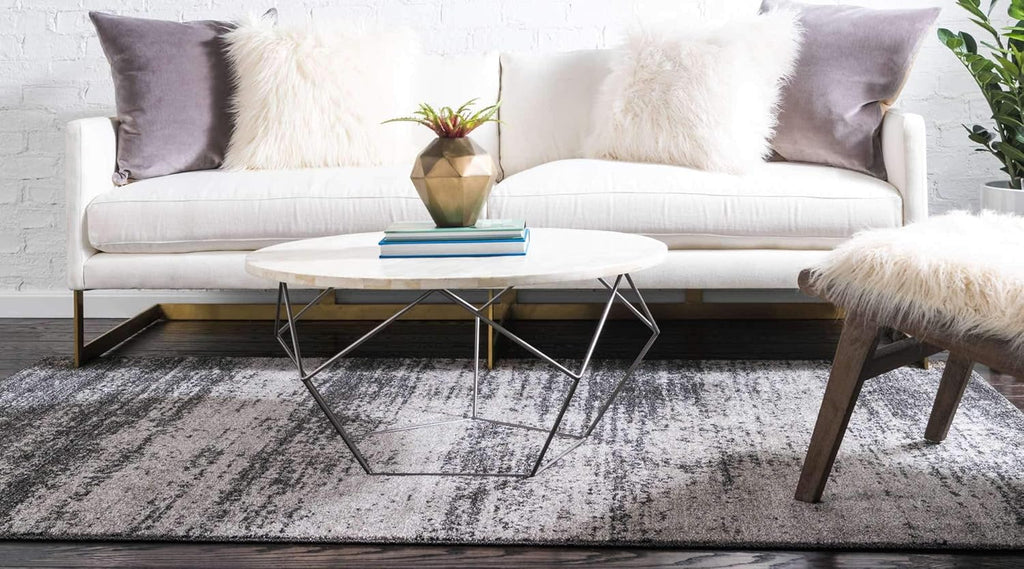 Dark Gray/Ivory 6' 1" x 9' Rectangle Area Rug X6759