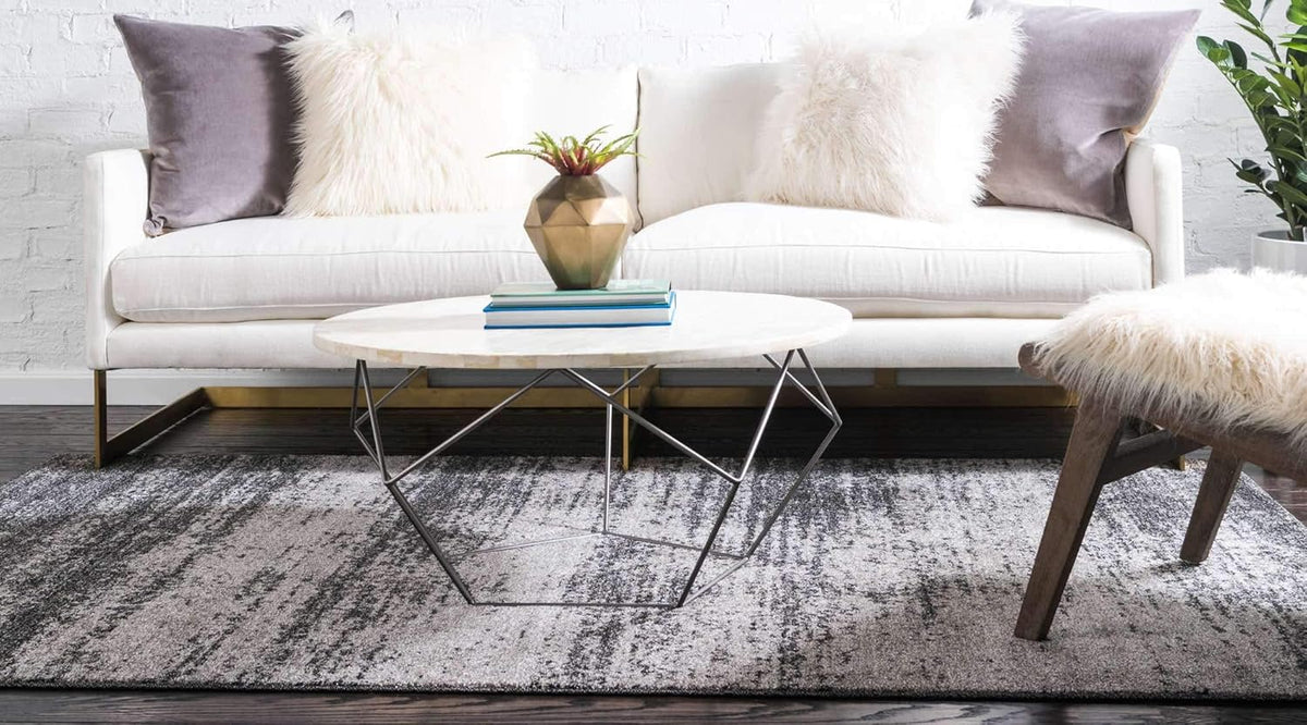 Dark Gray/Ivory 6' 1" x 9' Rectangle Area Rug X6759