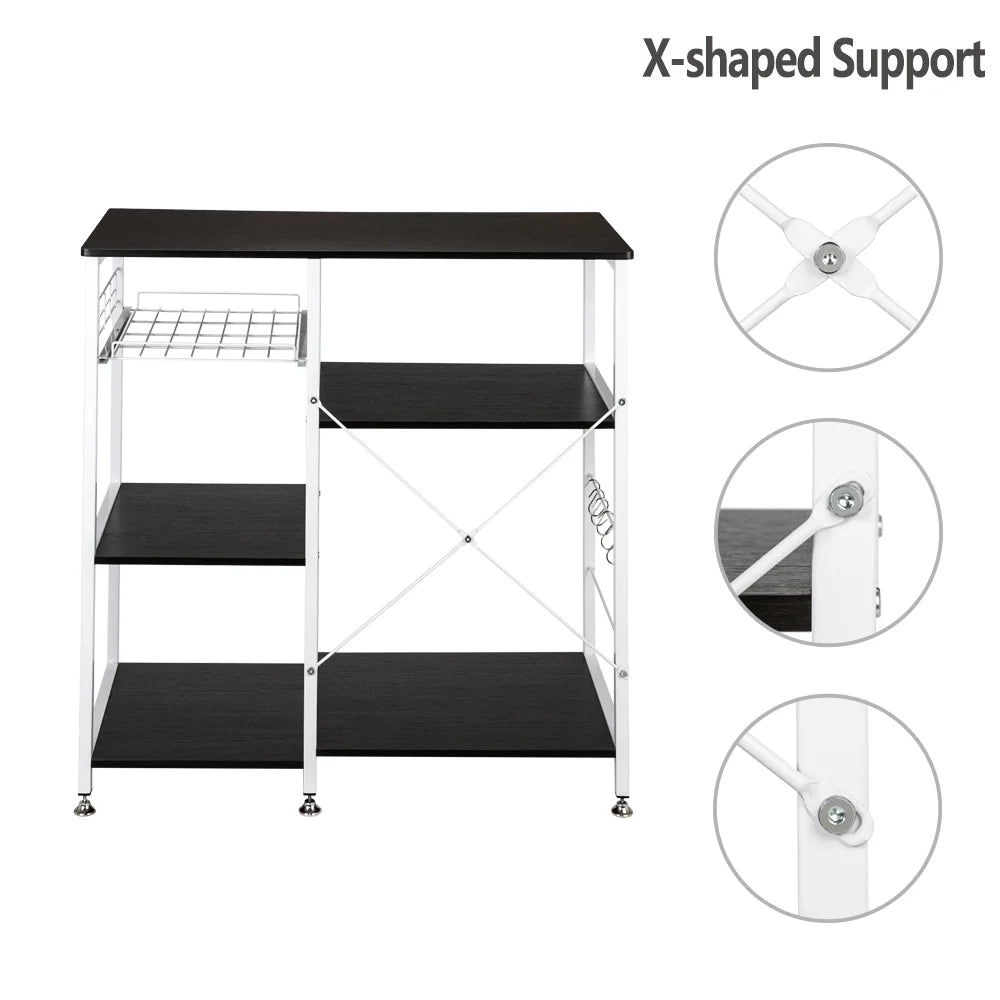 3 Tier Kitchen Rack Storage Shelf Microwave Stand, Dark Brown V595541