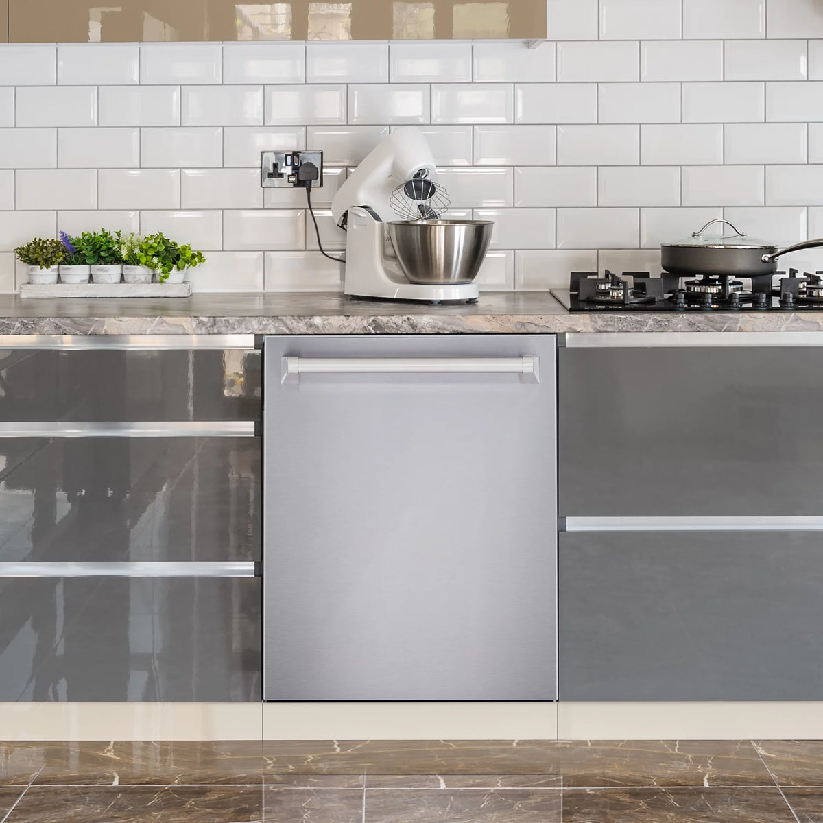3 Piece Kitchen Appliance Package with Gas Range Range Hood and Dishwasher K253