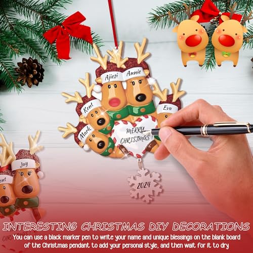 Reindeer Christmas Ornaments 3D Resin Family of 4 O463348