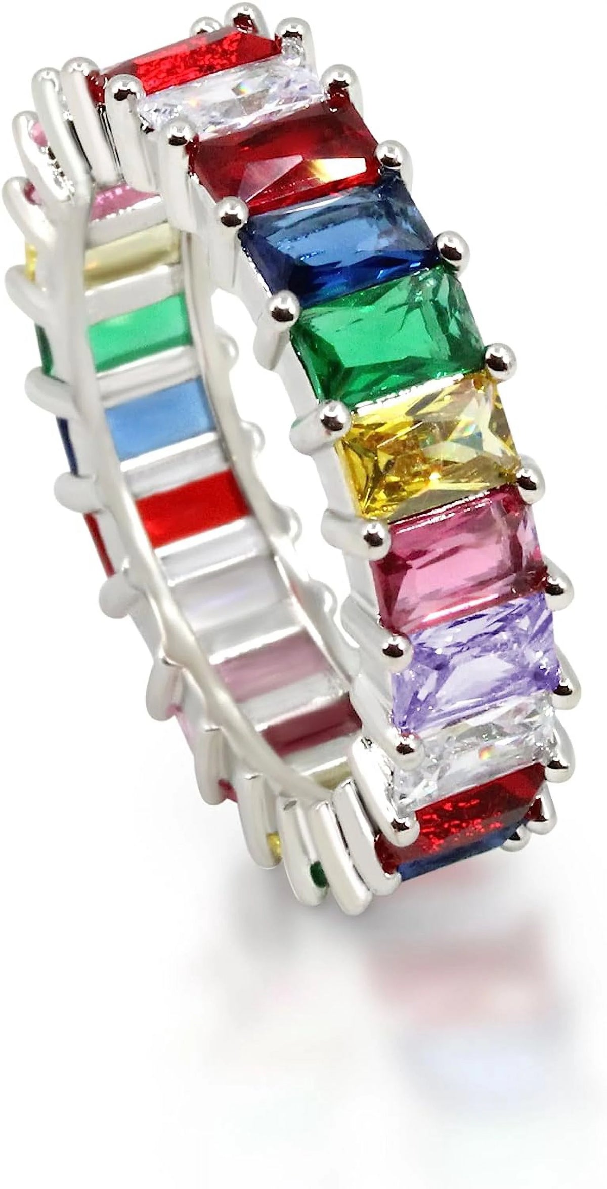 18K White Gold Plated Cubic Zirconia Eternity Ring Band N443576