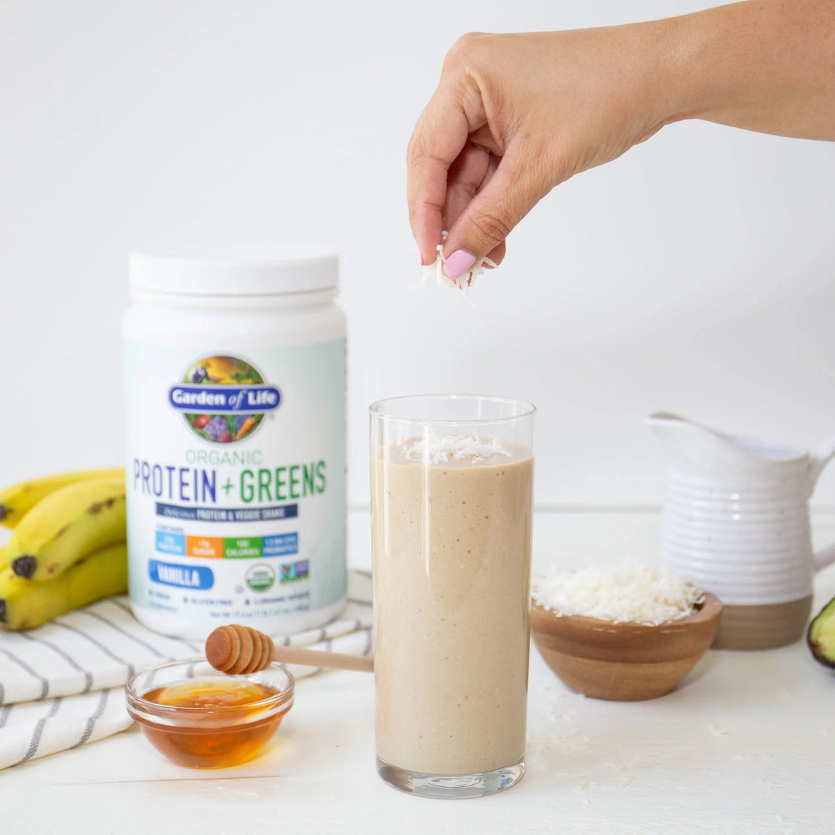 Organic Plant Protein & Greens Powder Vanilla Shake 20g Protein 1.1lb U1762