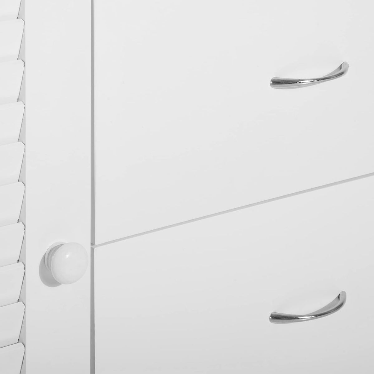 White Storage Cabinet with Drawers and Louvered Doors C7700