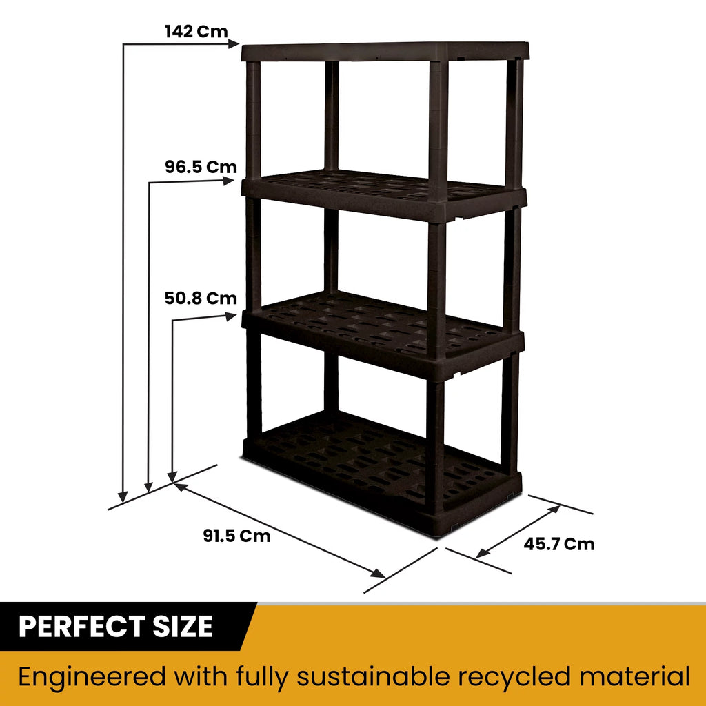 4-Tier Black Plastic Storage Unit R683516