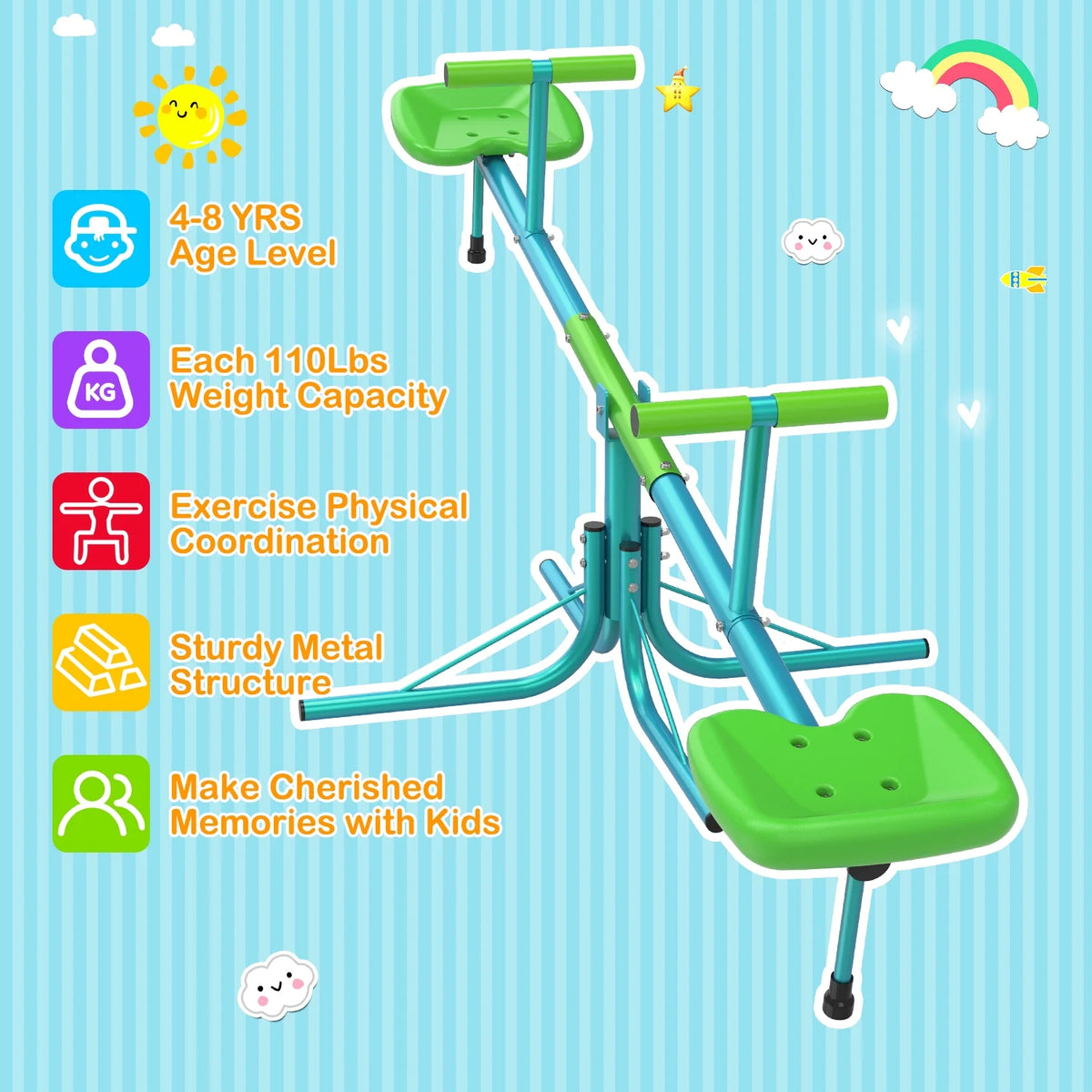 Kids Seesaw Teeter Totter with 360 Degrees Rotation Z71733
