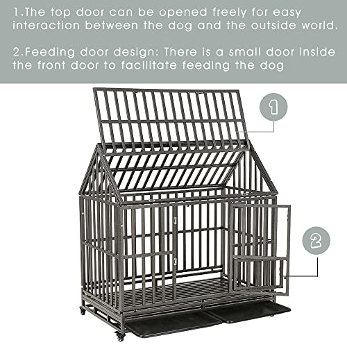 Black 48 inch Metal Dog Cage with Four Wheels Z61373