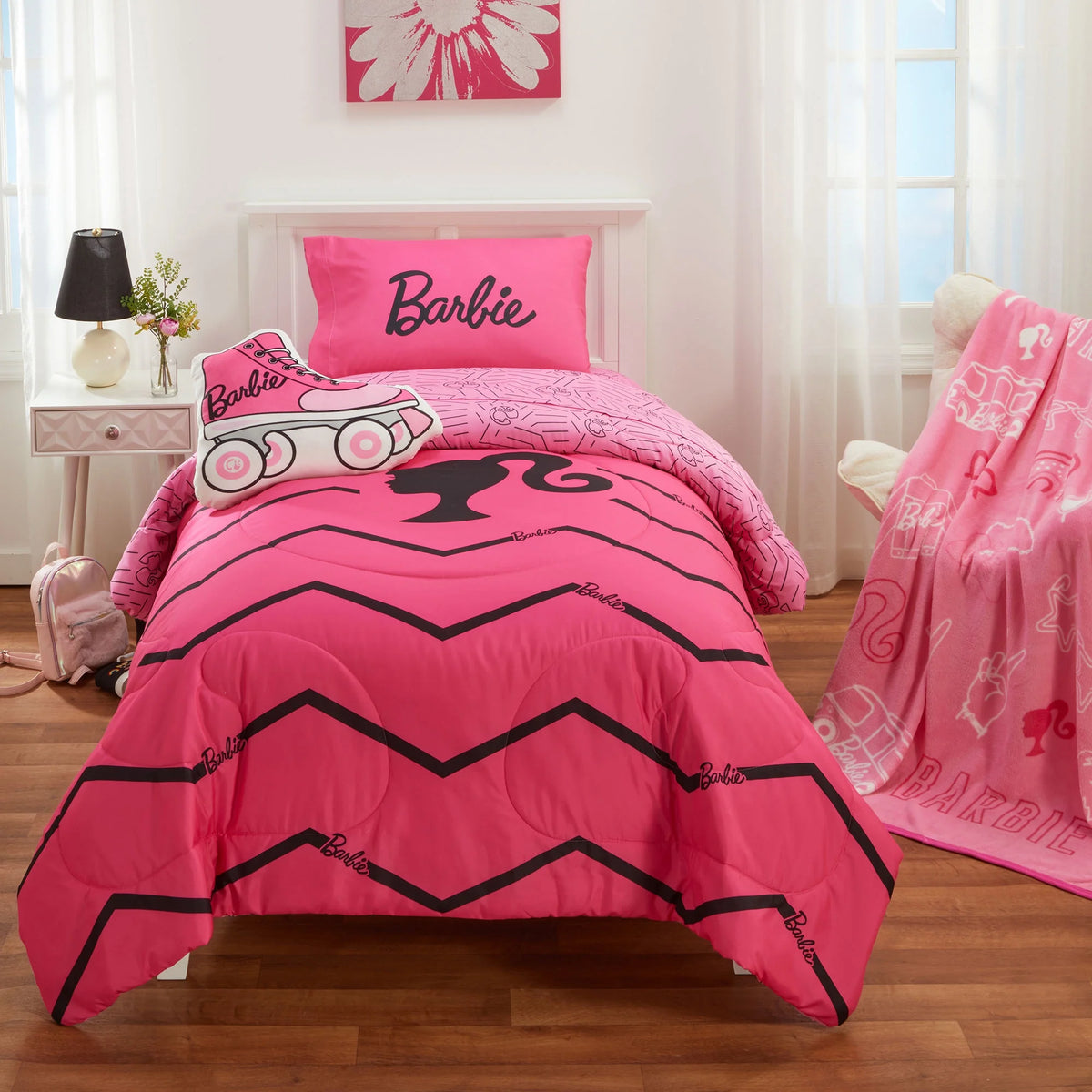 Pink Chevron Microfiber Twin Full Comforter Set E57120