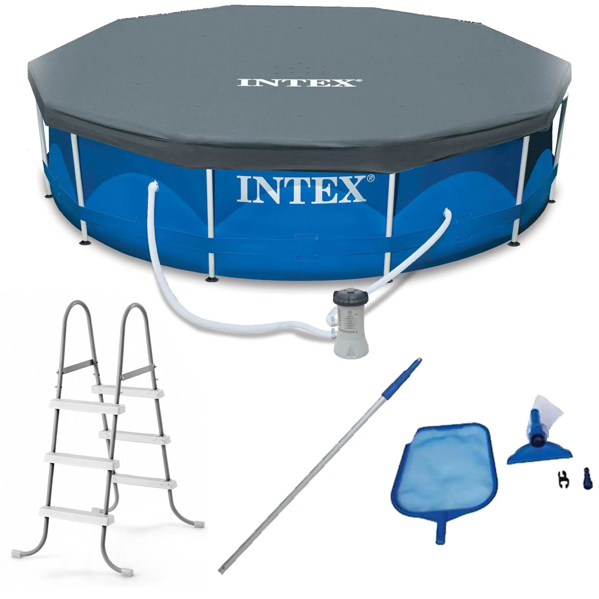 12 x 2.5 Foot Metal Frame Above Ground Pool with Filter E6010