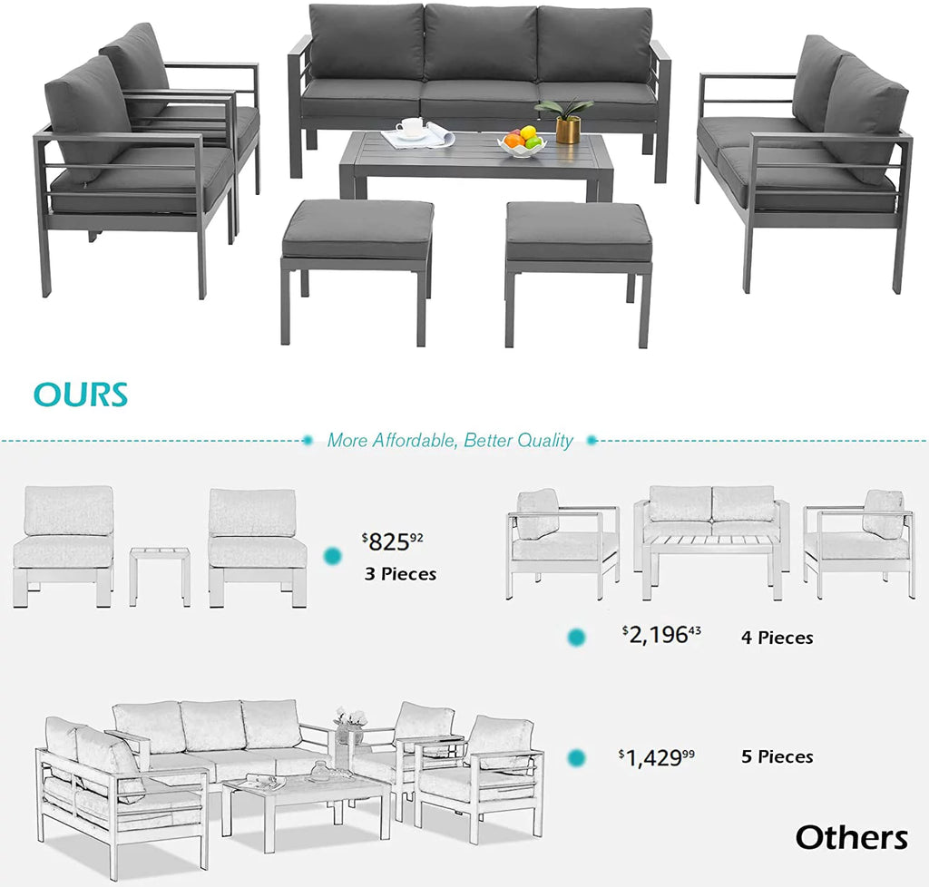 7 Pieces Aluminum Sectional Sofa V375