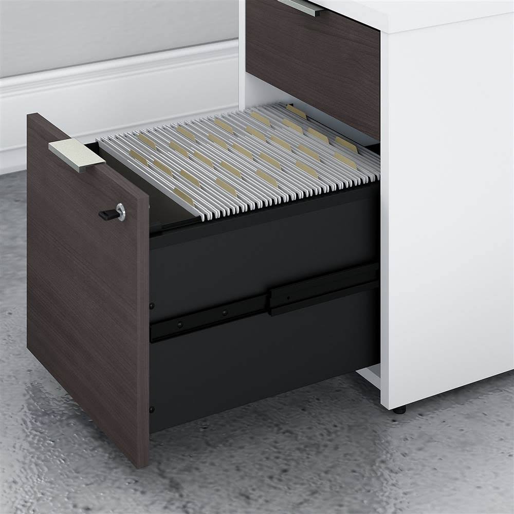 72w Desk with Drawers and Small Storage Cabinet Storm Gray/White H88130
