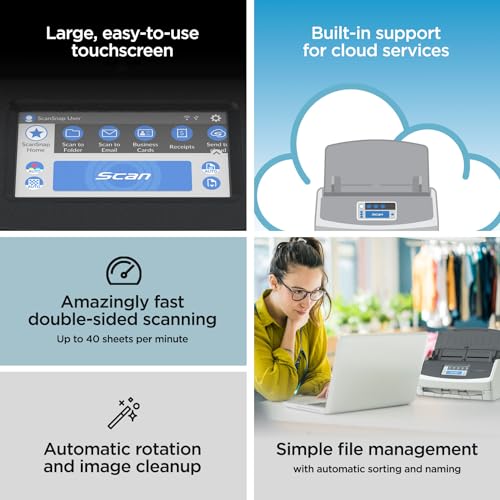 Black Wireless Document Scanner with Auto Document Feeder Q39432