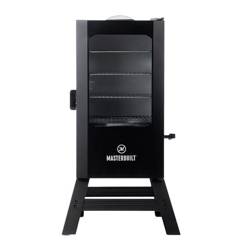 30-inch Digital Electric Vertical BBQ Smoker with Leg Kit and Side Wood Chip Loader in Black I372