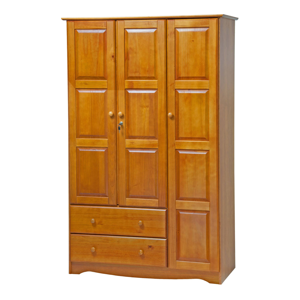 Solid Wood 3-Door Wardrobe with Lock I89153