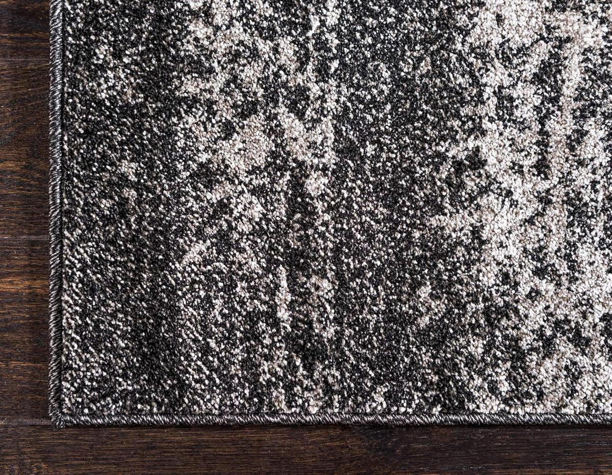 Dark Gray/Ivory 6' 1" x 9' Rectangle Area Rug X6759