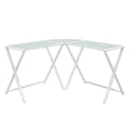 White Glass and Steel Writing Desk Y53432