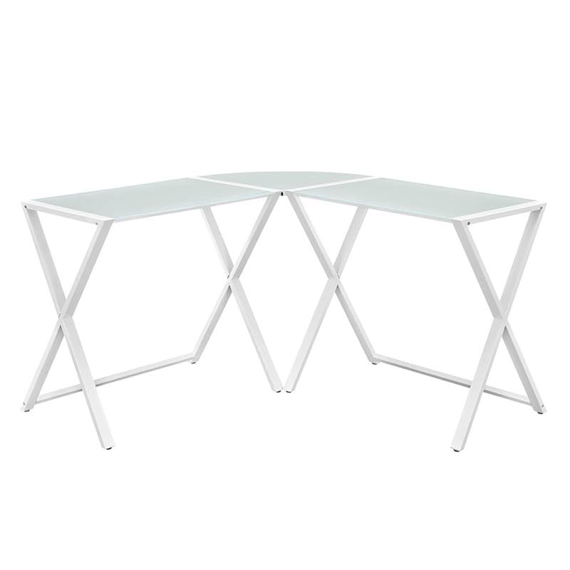 White Glass and Steel Writing Desk Y53432