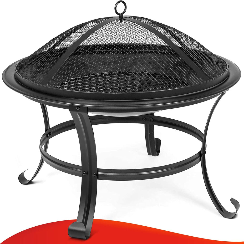 22 inch Wood Burning Steel Fire Pit with Spark Screen E153385