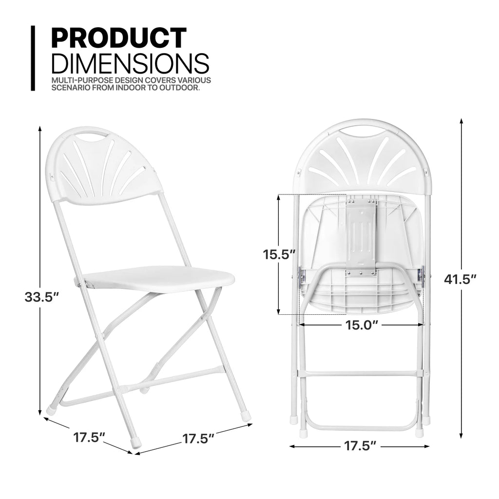 11 Pieces 5 Ft White Bi-Fold Plastic Folding Table Set with 10 Folding Chairs O30287