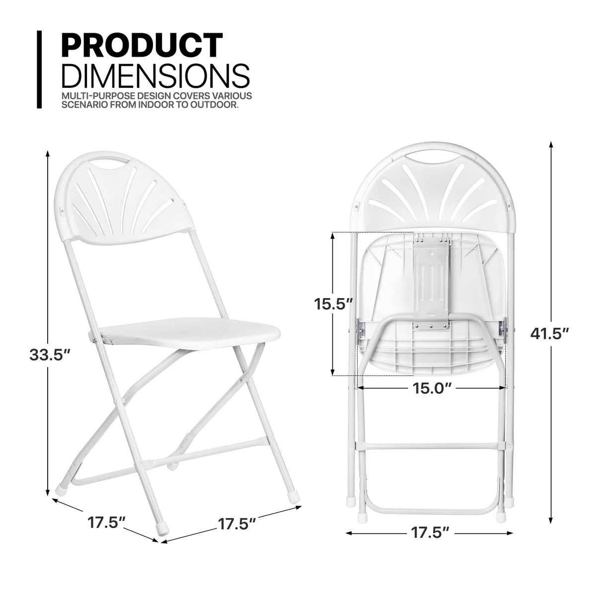 11 Pieces 5 Ft White Bi-Fold Plastic Folding Table Set with 10 Folding Chairs O30287