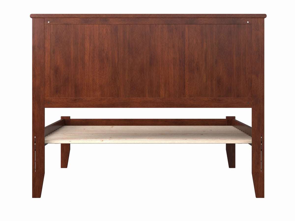 Walnut Full Solid Wood Platform Bed with Panel Headboard K408