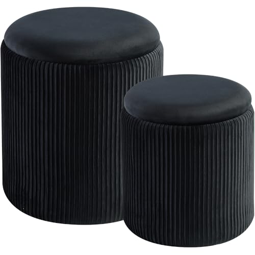 Set of 2 Upholstered Velvet Ottoman with Storage O80093