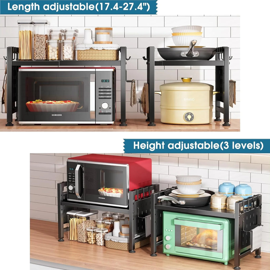 2-Tier Microwave Oven Rack with Cutting Boards Stand J51212