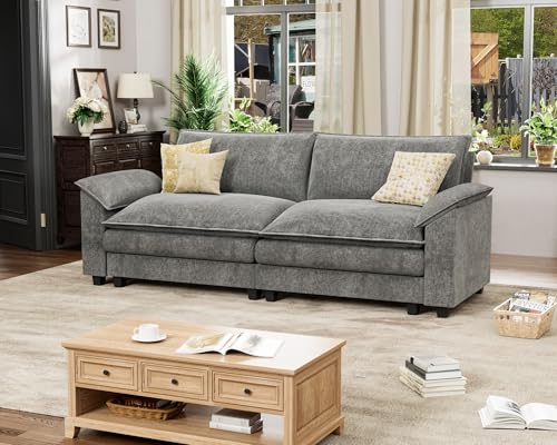 Light Grey L Shaped Chenille Sectional Sofa V1448