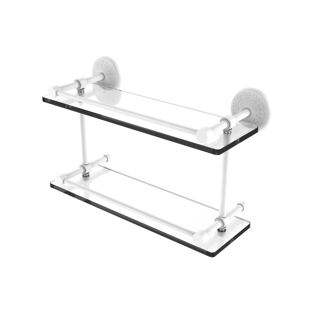 22-inch Double Glass Shelf with Gallery Rail Polished Nickel M280648