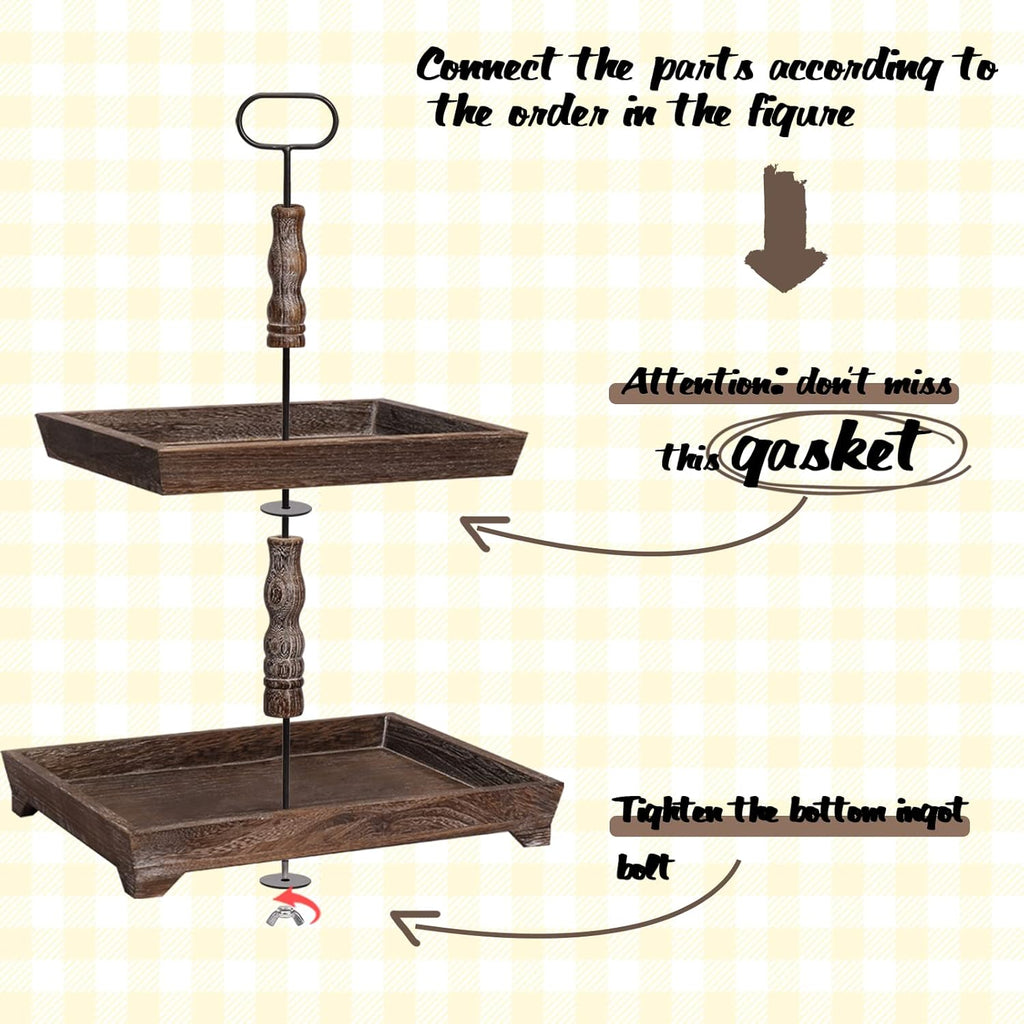 Two Tiered Wood Tray C759