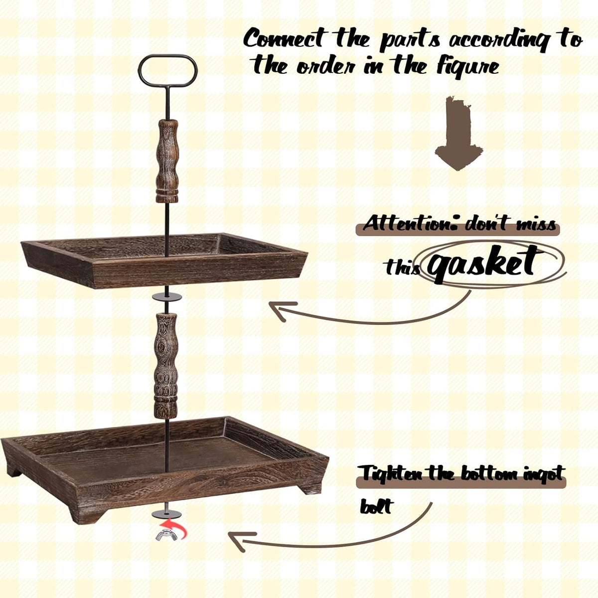 Two Tiered Wood Tray C759
