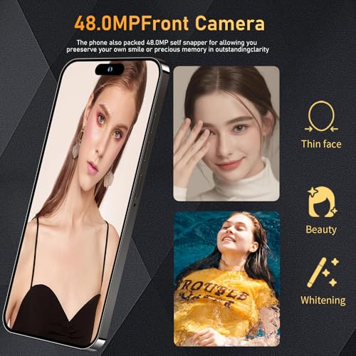 15 ProMax Smartphone, 6+256GB Unlocked, Android 13.0, 48+108MP Zoom Camera, Build-in Pen, 6800mAh, Dual SIM, 6.7" HD Screen, 5G/4G Phone (White) F1540