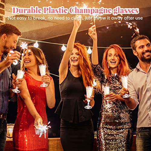 40 Pcs Gold Glitter Plastic Champagne Flutes U720514