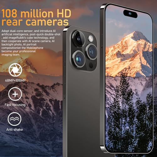 15 ProMax Smartphone, 6+256GB Unlocked, Android 13.0, 48+108MP Zoom Camera, Build-in Pen, 6800mAh, Dual SIM, 6.7" HD Screen, 5G/4G Phone (White) F1540