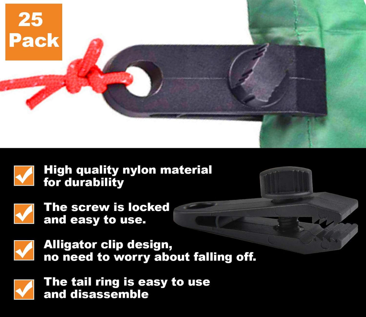25 Pack Heavy Duty Reusable Tarp Clips P5194