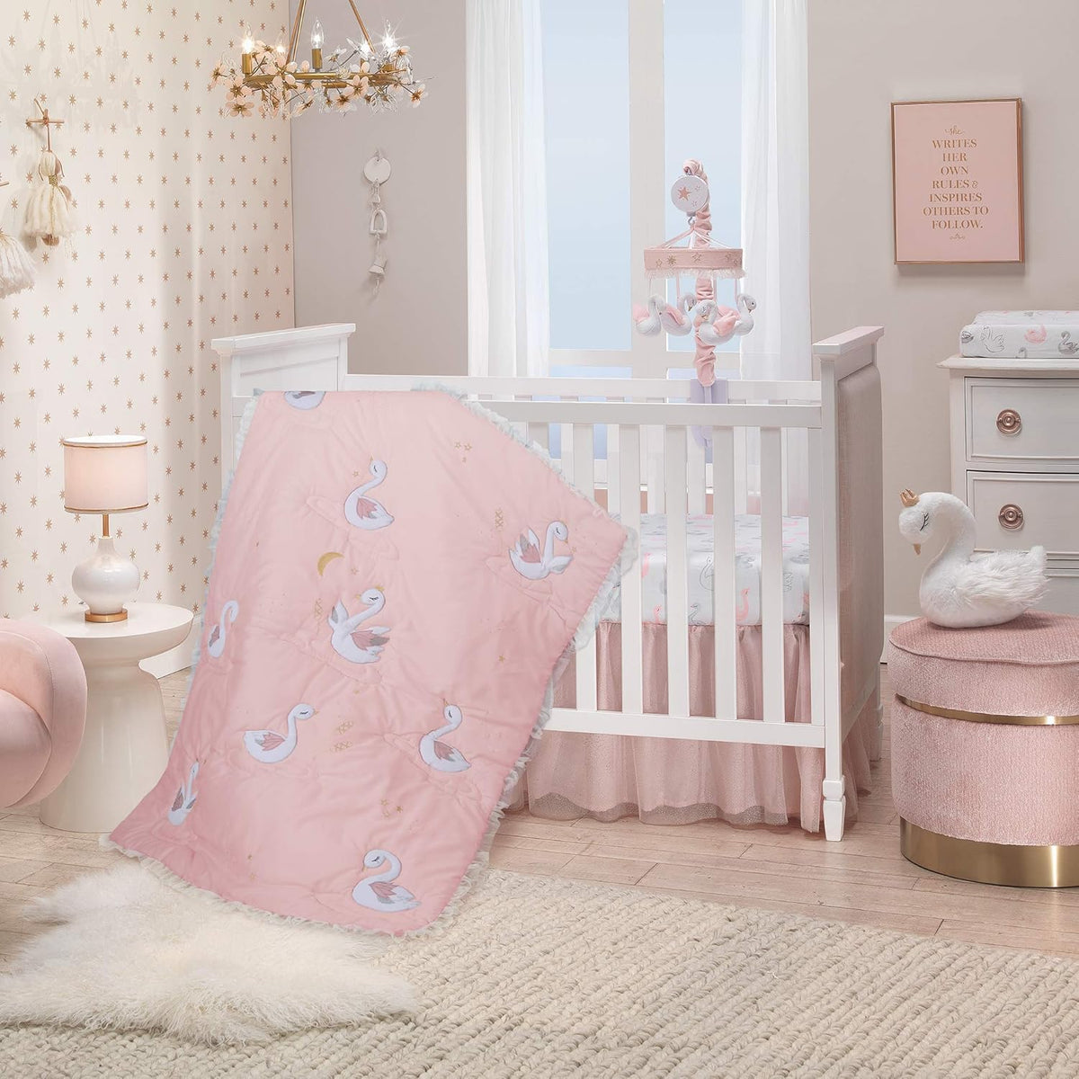 Pink/White Musical Baby Crib Mobile H56003