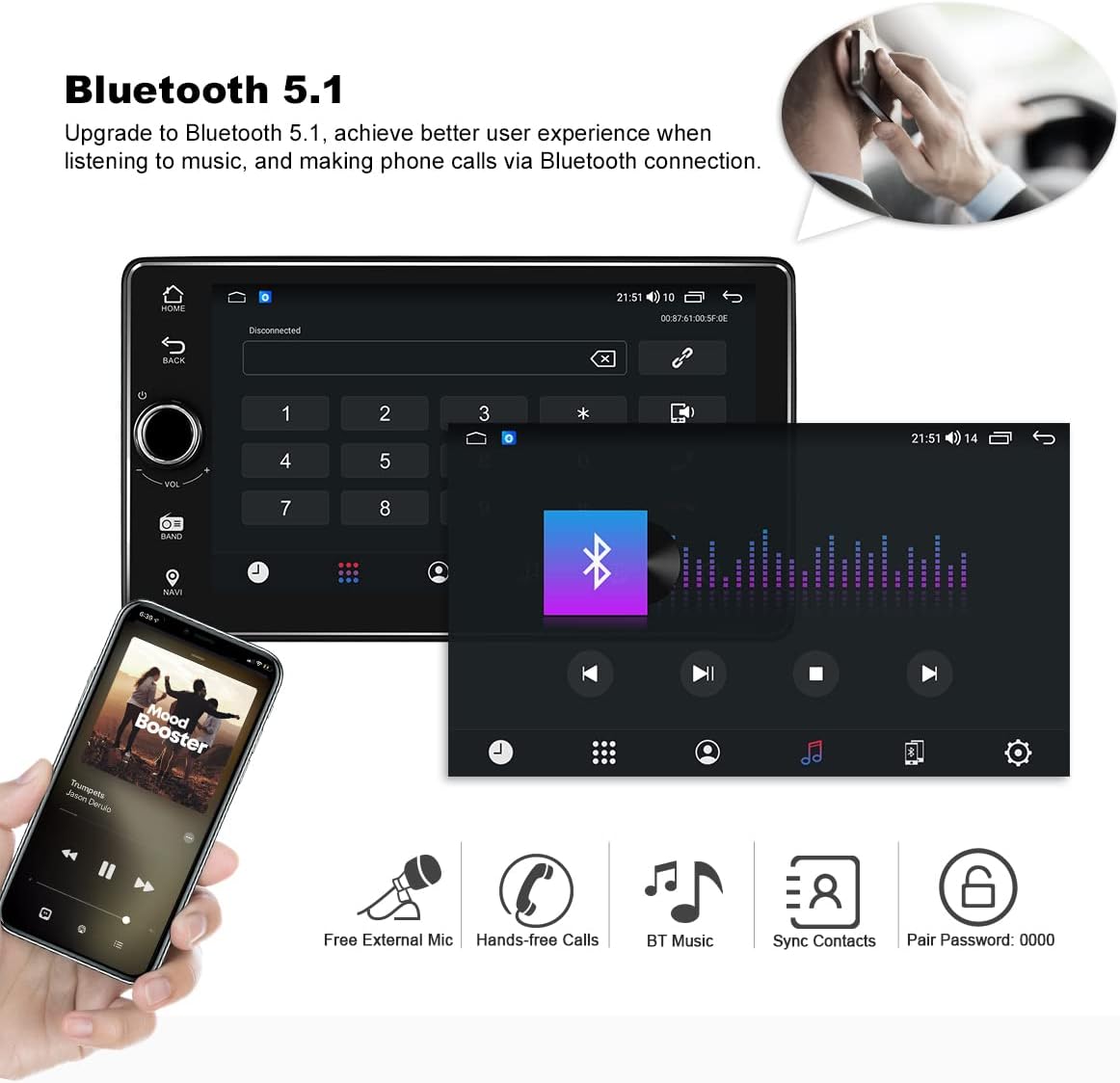 7" Single Din Car Stereo Touch Screen Car Radio D242794