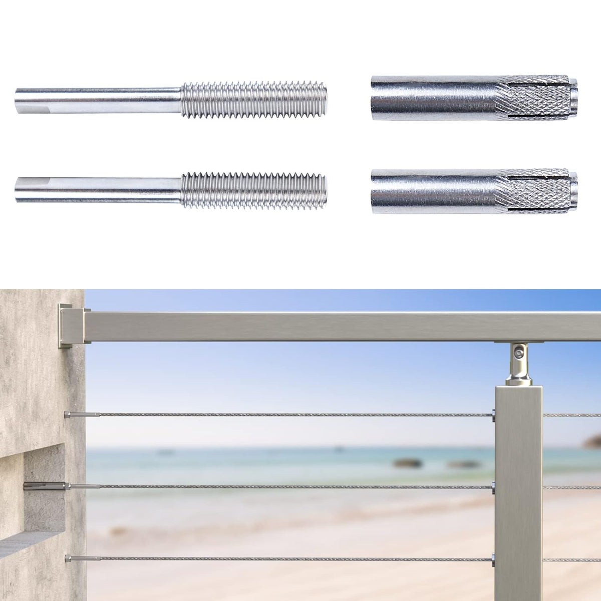 20Pack 1/8 Invisible Cable Railing Kit T316 Stainless Steel U64060