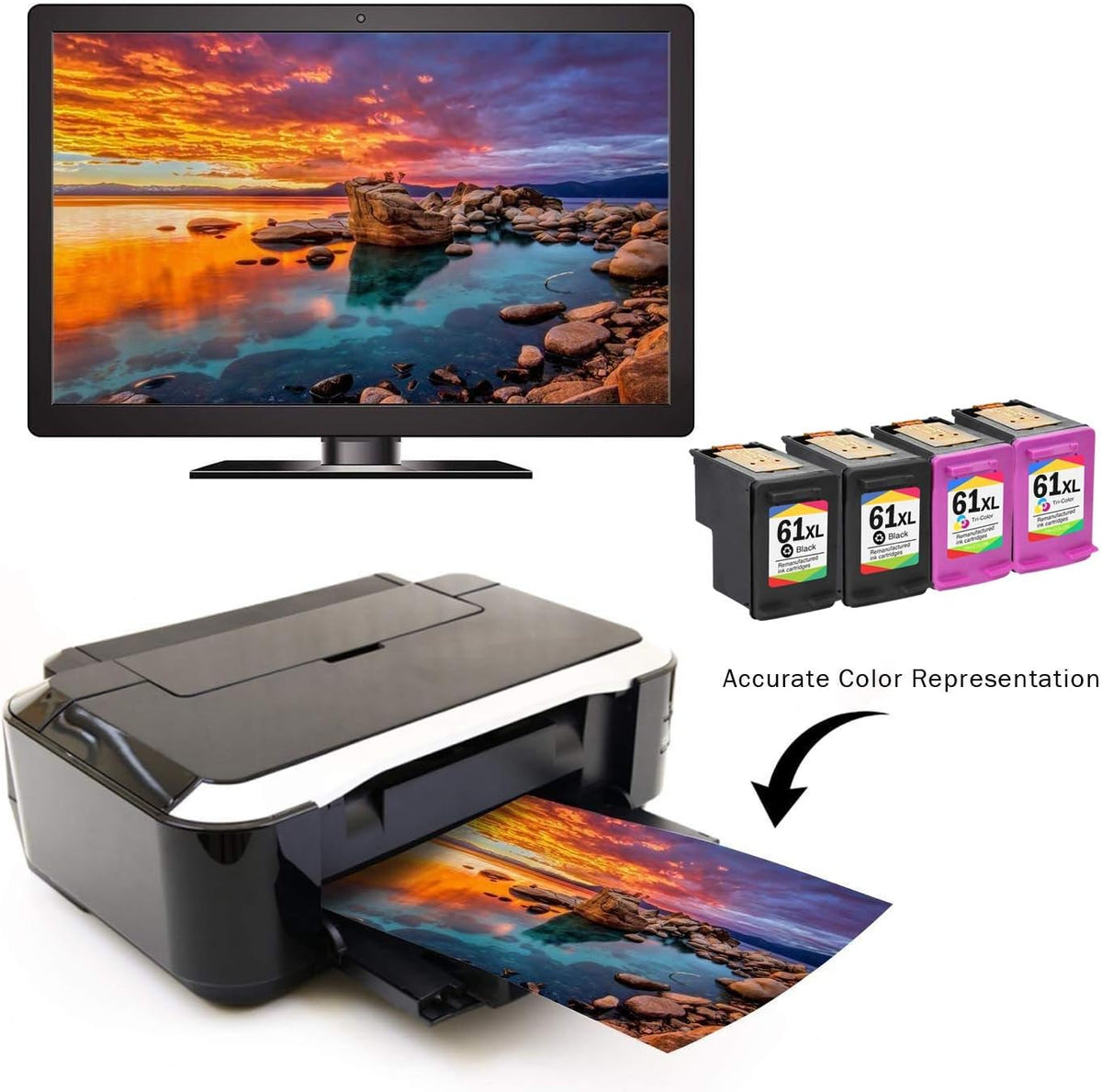 4 Remanufactured Ink Cartridge High Yield (2 Black, 2 Color) T17986