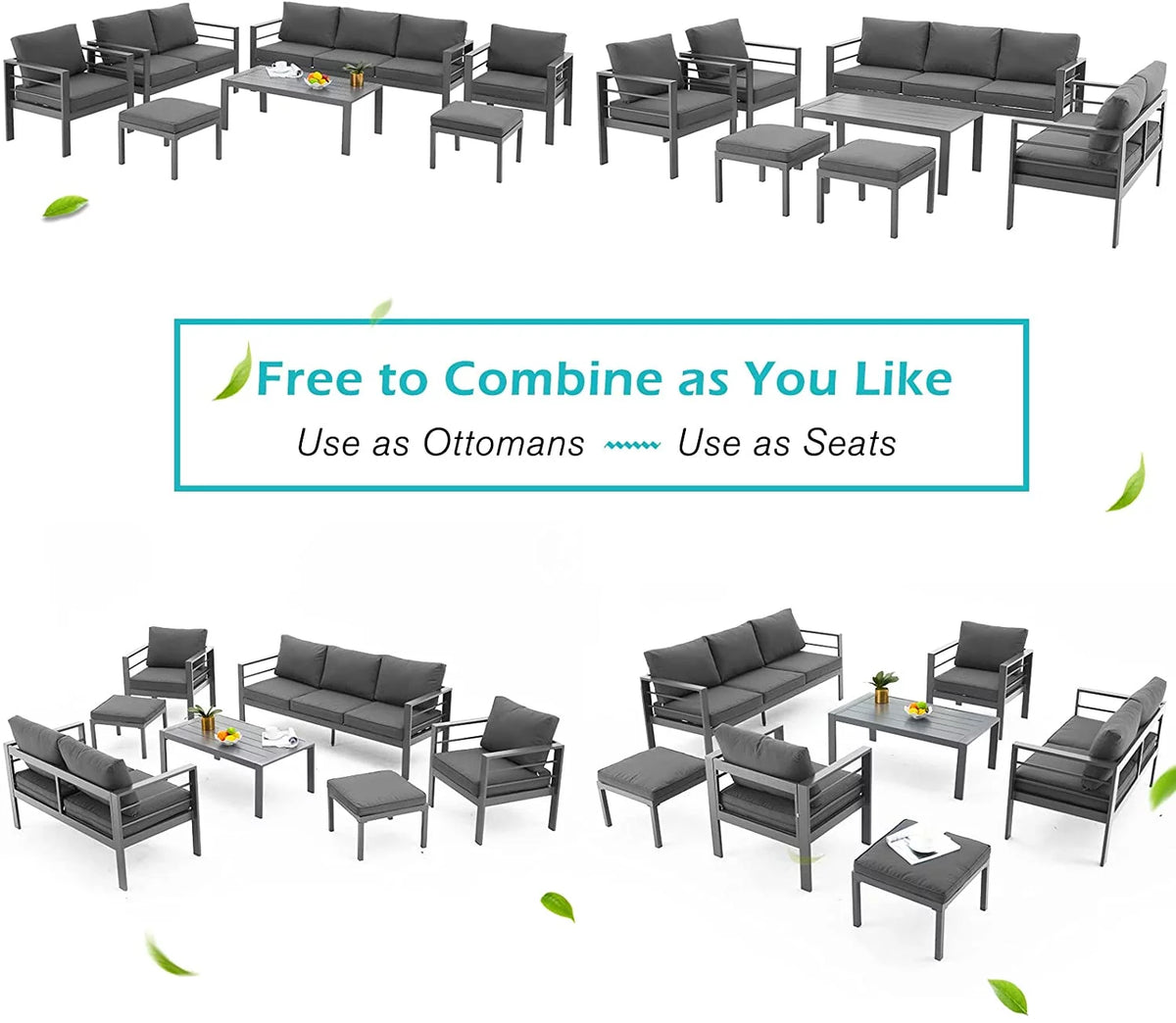 7 Pieces Aluminum Sectional Sofa V375
