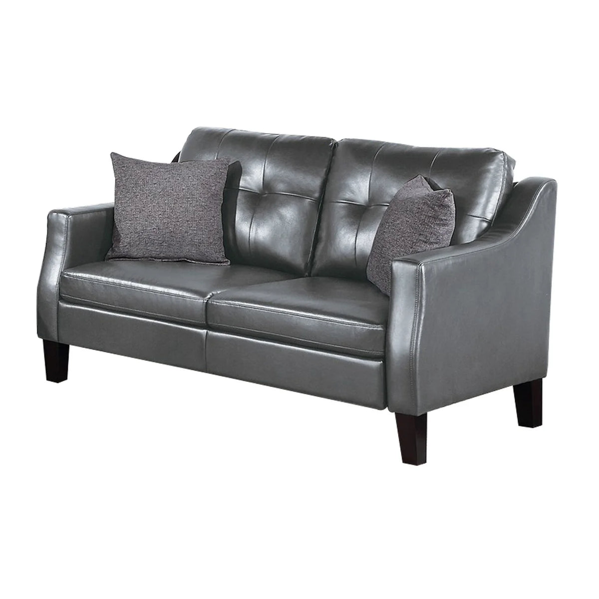 Classic Gray Faux Leather 2 Piece Sofa and Loveseat Set B372