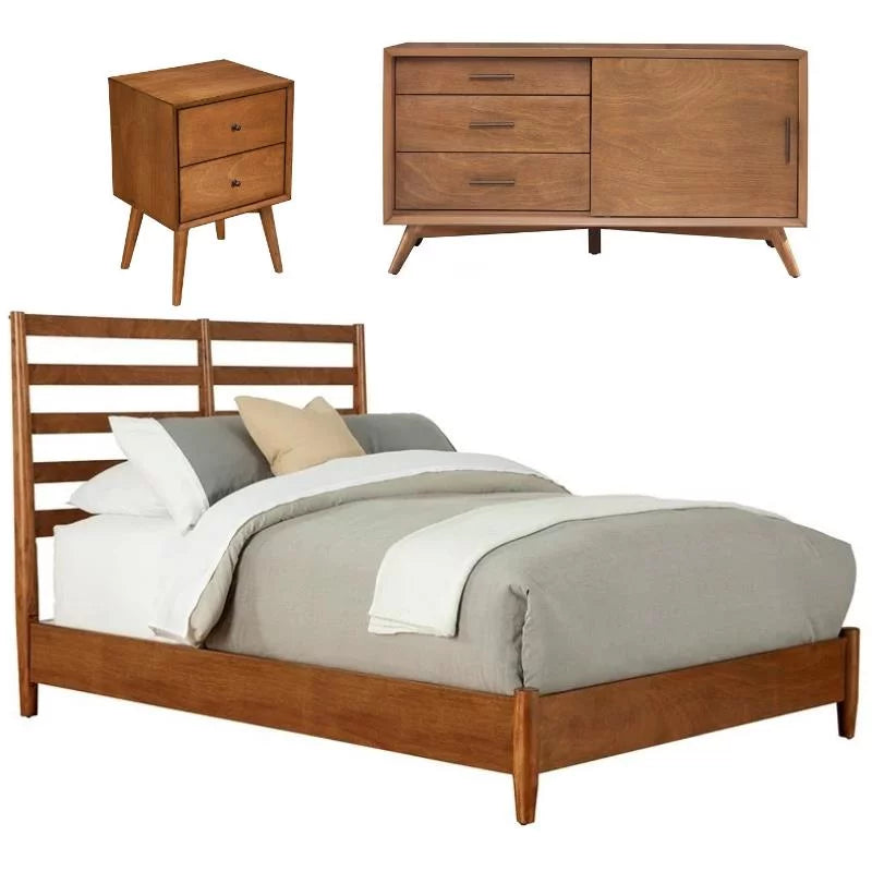 3 Piece Small TV Console King Bed & Nightstand C532