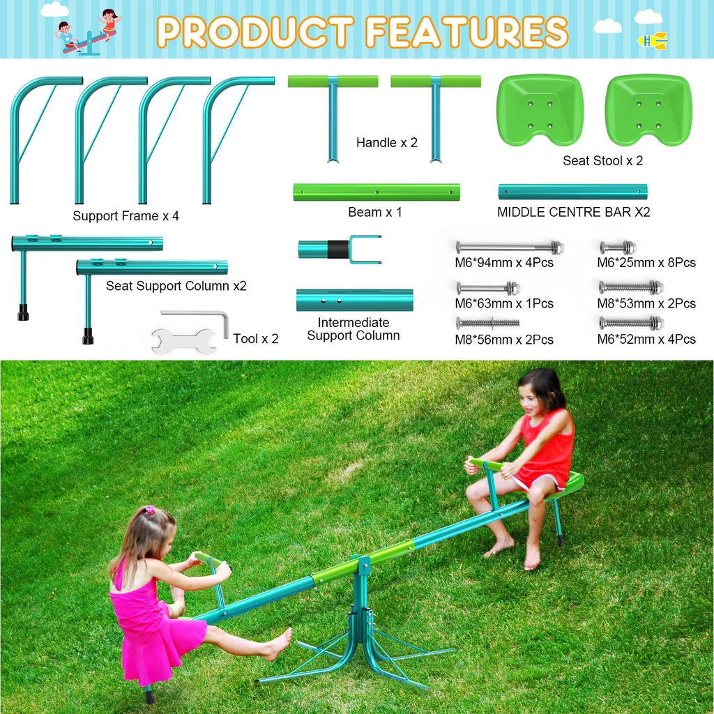 Kids Seesaw Teeter Totter with 360 Degrees Rotation Z71733