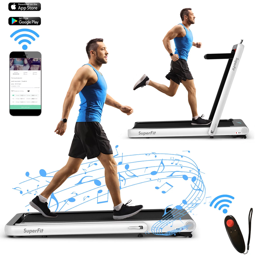 4.75HP 2 In 1 Folding Treadmill White G10316