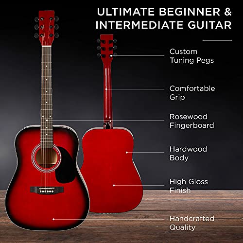 41in Full Size All Wood Acoustic Guitar Starter Set with Case J613