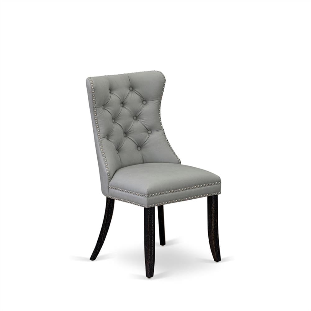 Sand Blasted Black Acacia Wood Dining Chair Set of 2 K37281