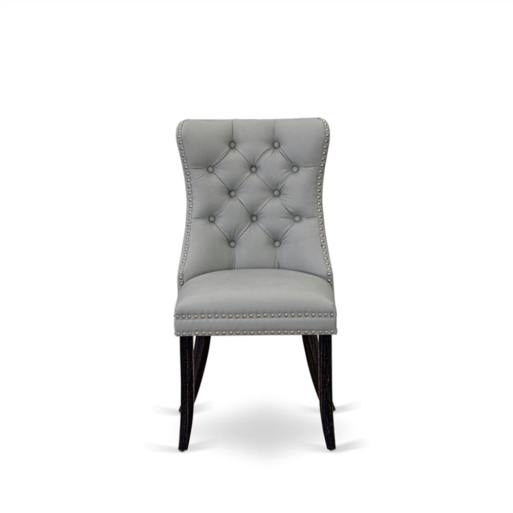 Sand Blasted Black Acacia Wood Dining Chair Set of 2 K37281