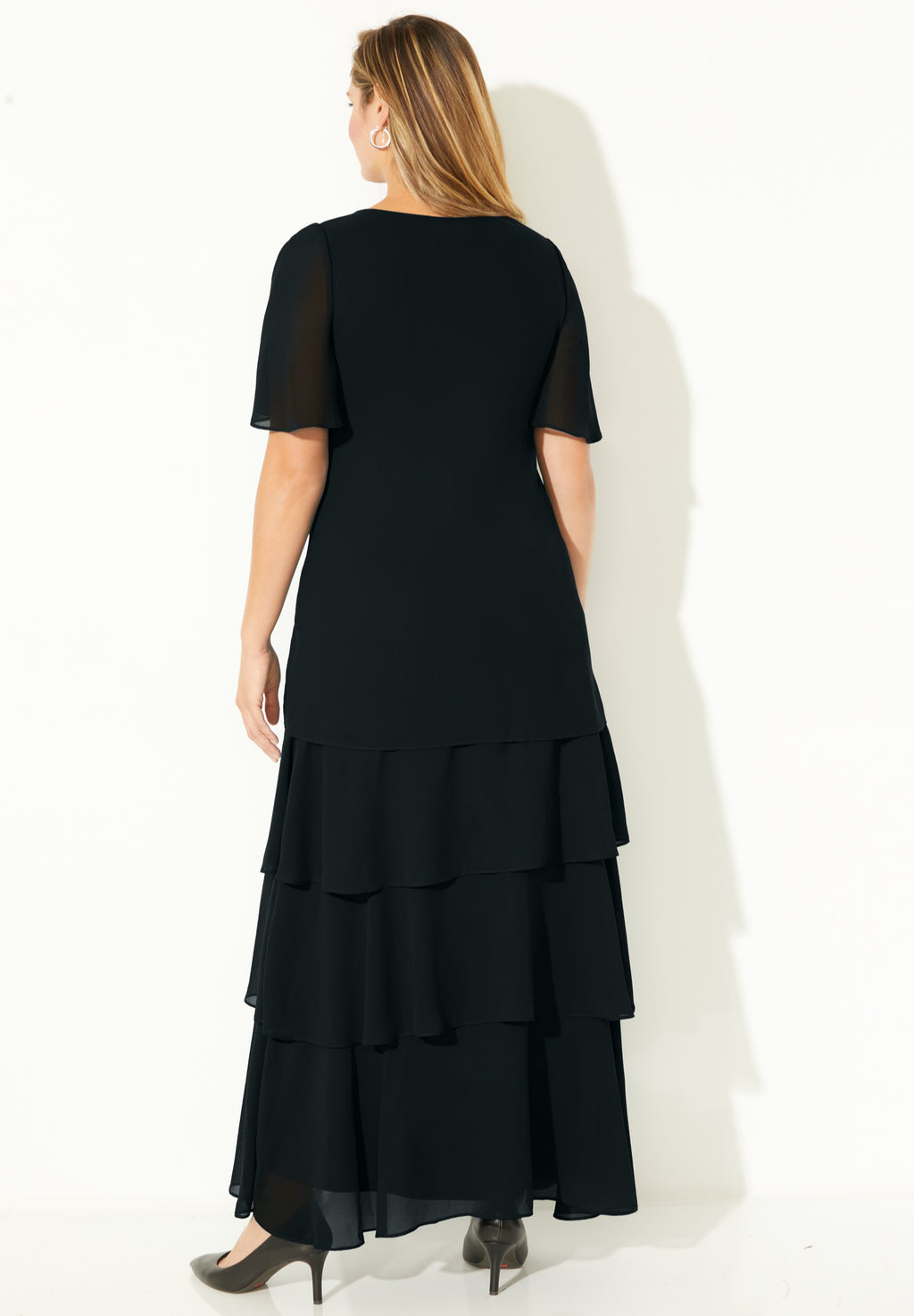 Women's Plus Size Tiered Chiffon Maxi Dress P8889